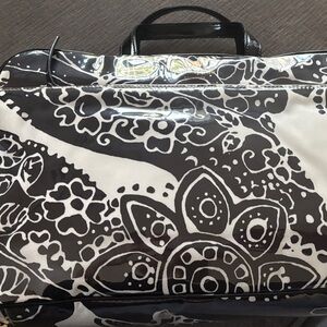 kate spade Large Manuela Paisley Grove Black and White Floral Cosmetic Bag NWT